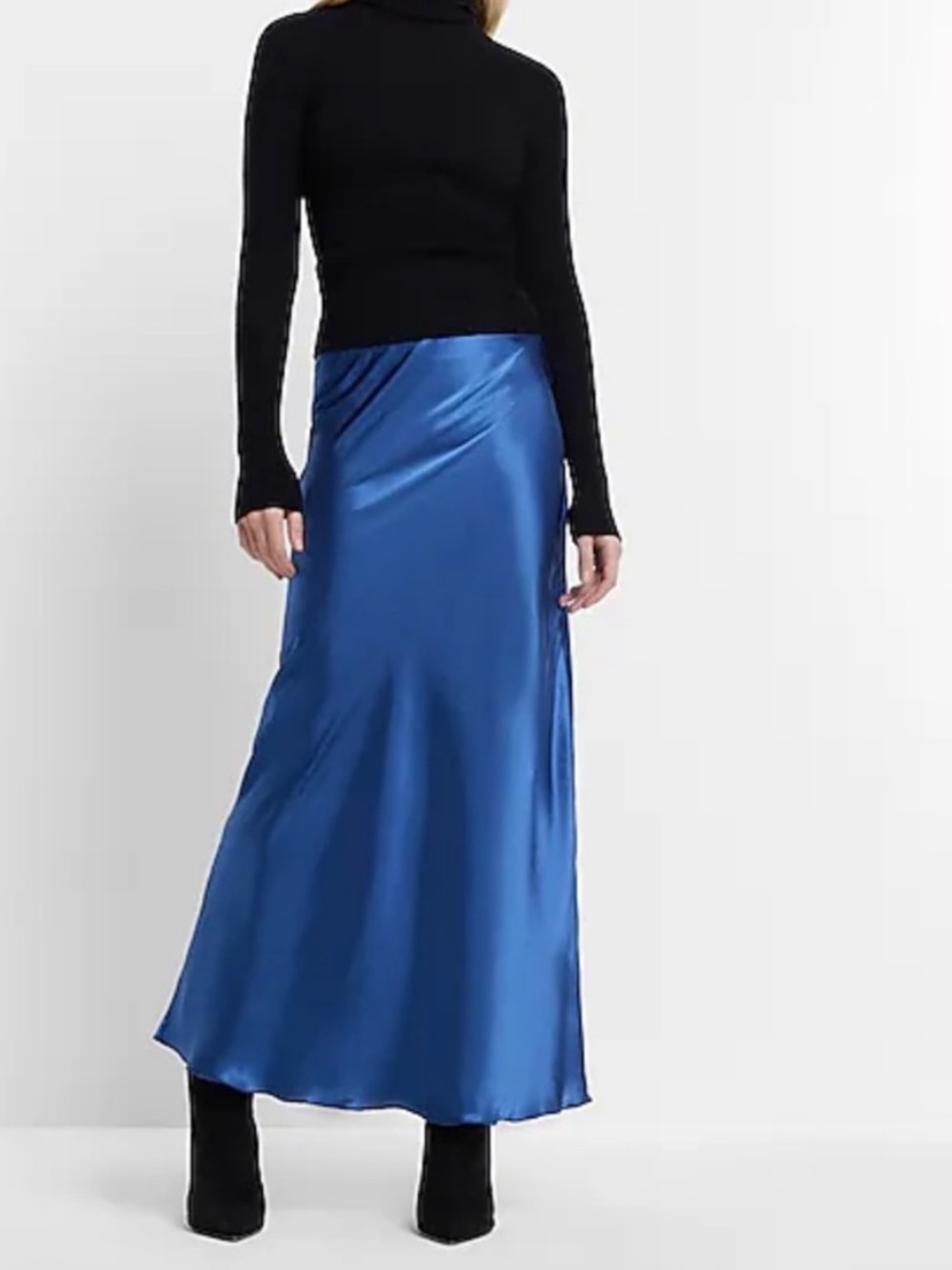 Express Cobalt Blue Satin High Waisted Maxi Skirt